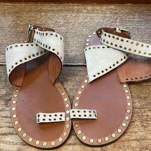 Isabel Marant wrap around ankle studded suede flat sandals size 41